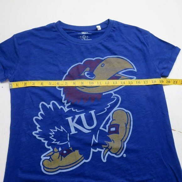 NCAA Kansas University Jayhawks T-Shirt Size Small Blue Short Sleeve - Picture 5 of 7